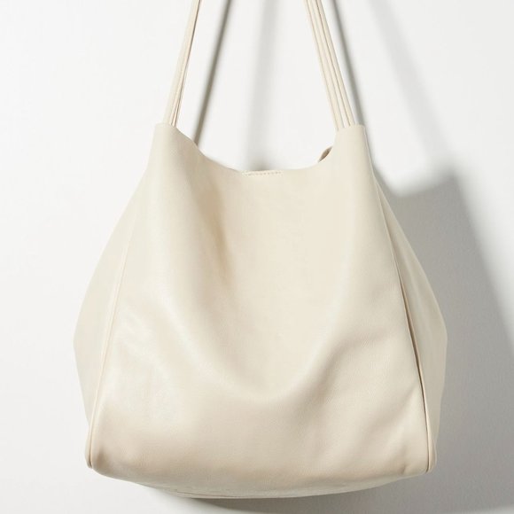 Anthropologie Handbags - Anthropologie The Hollace Tote Ivory Vegan Leather Tote with inner removable bag